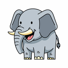 Fototapeta premium Cartoon elephant with big ears standing.