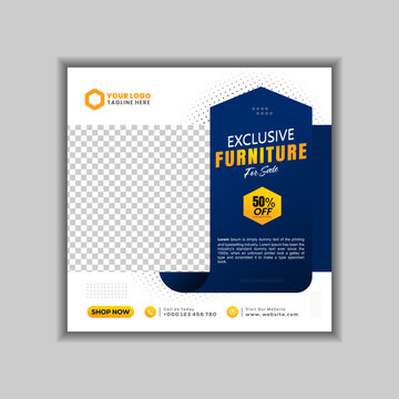 Exclusive Furniture Sale Banner Template with Modern Interior Design