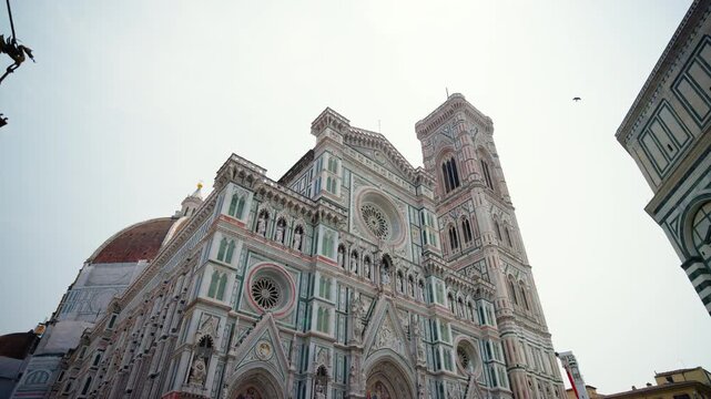 Florence Duomo Cathedral and Giotto's Bell Tower Low Angle View