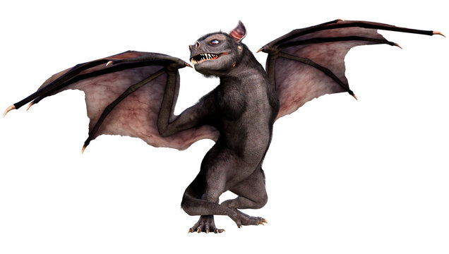3D Rendering Giant Bat on White