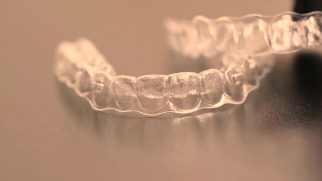 Transparent orthodontic aligner on surface modern invisible dental solution