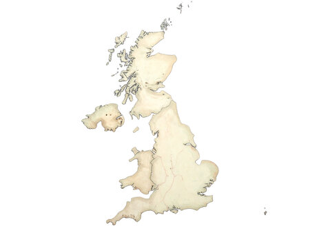 Firefly full shot of a british isles map mtc interpreted as a vintage parchment illustration