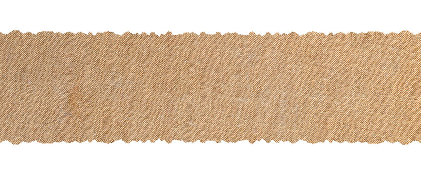 Horizontal rectangular natural beige burlap canvas banner with ragged edges	
