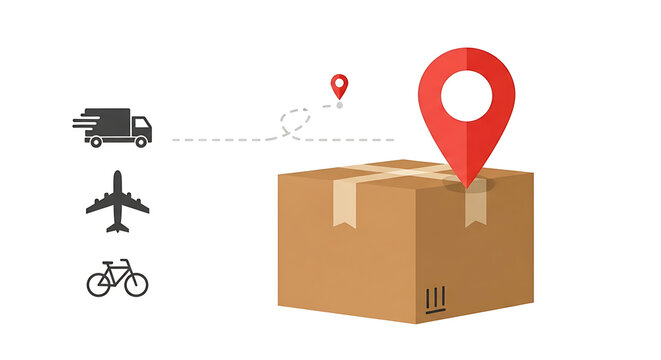 Logistics, delivery, transportation icons, shipping symbols, package tracking