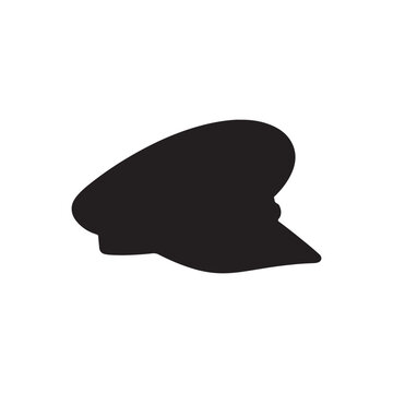 Black captain cap silhouette vector illustration on white background
