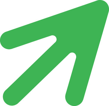 Green split-tail arrow vector icon indicating upward direction
