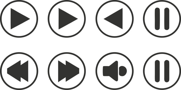 Player on white background buttons pause rewind