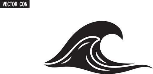 Obraz premium Simple black wave icon on white background vector graphic