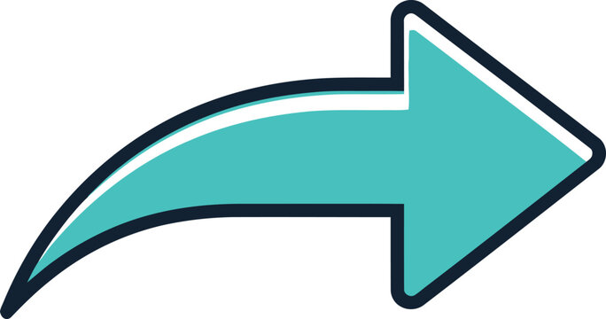 Curved teal arrow with dark outline indicating share or redirect