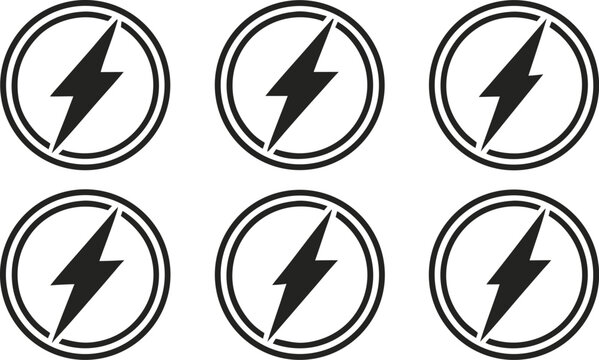 Black lightning bolt emblems in circles white 2