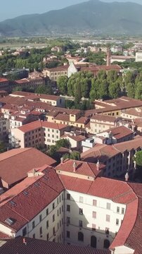 Drone panorama of Pisa historic center near Piazza dei Cavalieri