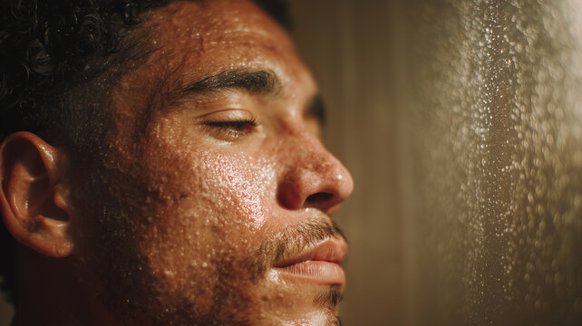 Captivating portrait of a transgender man in a steamy environment