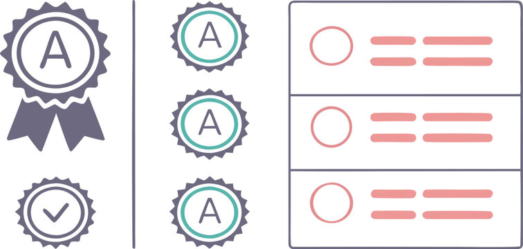 Mark set with a letter rating and checklist