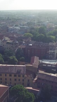 Drone panorama of Pisa historic center near Piazza dei Cavalieri