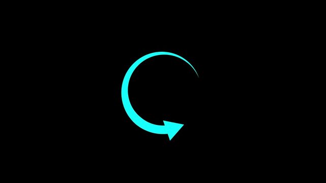 Circle arrow refresh and reload icon animation with loading progress. black background loading bar 4k video digital creative loading bar abstract load