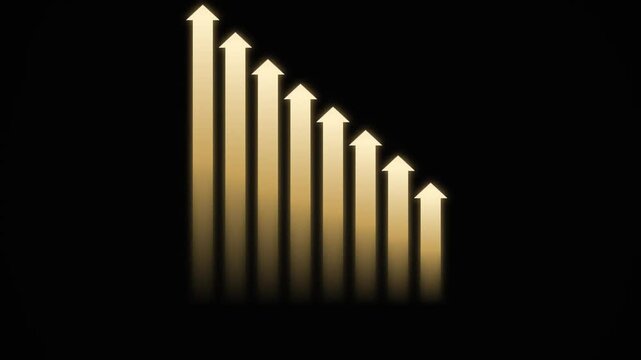 Negative fiscal growth: conceptual bar graph showing decline despite upward pointing icons