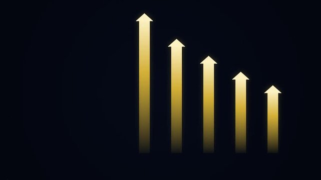 Economic recession signal: green upward arrows decreasing in height on dark background