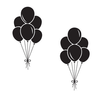 Bunch of party balloons decoration balloon vector icons silhouette vector flat illustration design on a white background
