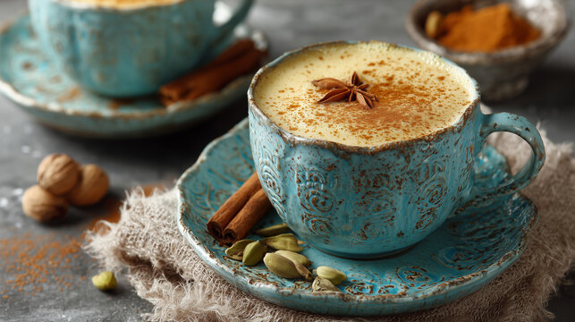 Cup of turkish traditional hot drink salep 