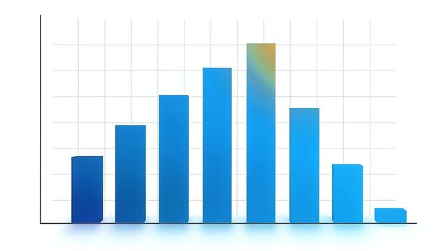 A blue bar chart displaying data distribution with a grid background, indicating statistical analysis and business trends.