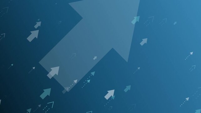 Conceptual abstract blue background featuring upward arrows, representing business growth, innovation, and future progress.