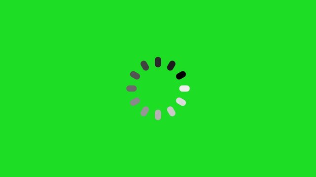 Circular Loading Spinner with Rotating Segmented Bars on Green Screen Background &ndash; Minimal Buffering Animation, Progress Indicator, and Modern UI Loop