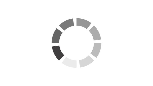 Buffering Loading Circle Icon with Rotating Segments loop on clean white Background