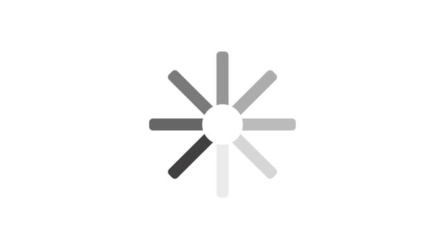 Radial Loading Spinner with Rotating Segments on Clean White Background &ndash; Minimal Circular Progress Indicator, Buffering Animation, and Element Loop