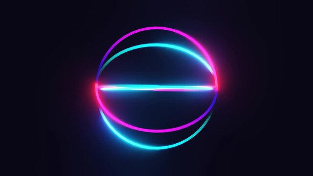 Neon glowing circle ring futuristic sci fi energy loop. 4K Video