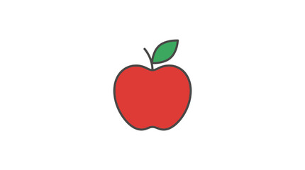 Obraz premium a flat vector icon of a simple apple with one leaf, minimal geometric shape, thin clean outline 