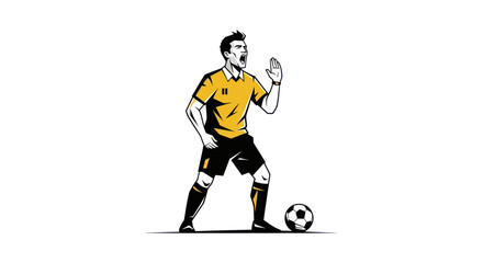 Obraz premium Soccer player illustration yelling with ball vector graphic design