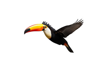 Naklejka premium Toco toucan tropical bird flying transparent background