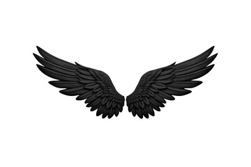 Obraz premium Pair of black raven wings spreading on transparent background