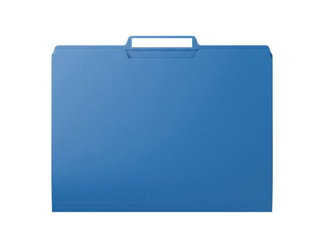 Blue plastic file folder isolated. Office organization mockup template.