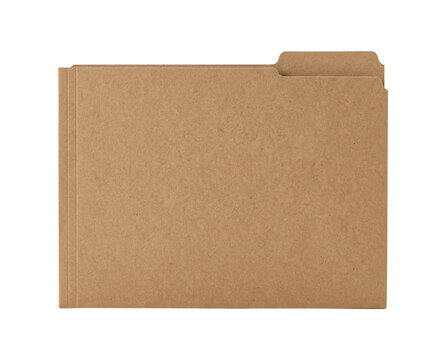 Brown kraft file folder isolated. Recycled office document mockup.