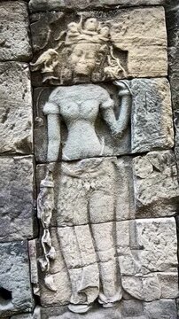 Ancient Carving on the Wall of Siem Reap Temple (Siem Reap, Cambodia)