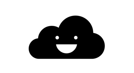 Obraz premium Black Cloud Icon with Smiling Face on White Background