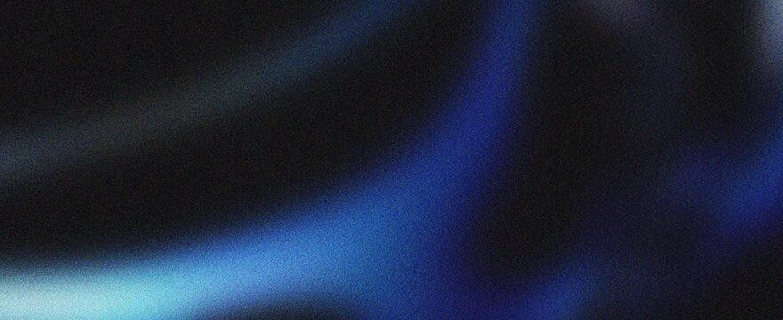 Deep blue abstract light wave on grainy black background with cinematic noise and soft textures.