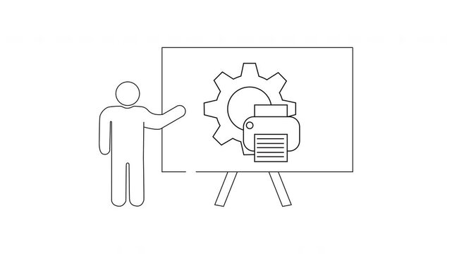Technical Presentation - Gear and Engine Outline Illustration.