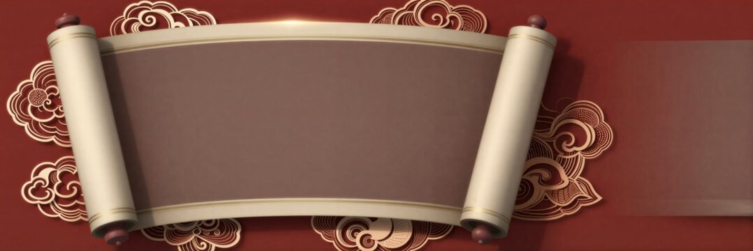 Chinese Scroll With Cloud Patterns Background