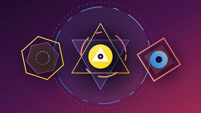 Abstract Geometric Icon Set with Sacred Geometry Elements