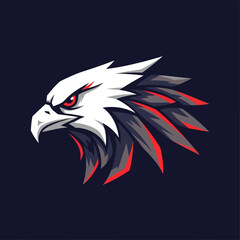 Obraz premium Dynamic Eagle Head Mascot Logo Design with Red and Gray Accents.