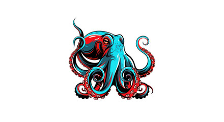 Vibrant octopus illustration on white background vector art © Ditanjay