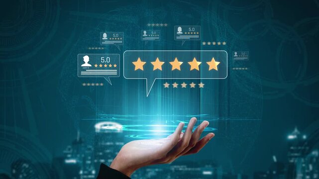 Customer centric review and rating system support product review, digital rating concept, and customer give good trust by visualizing people choice through stars and feedback content technology Marrow