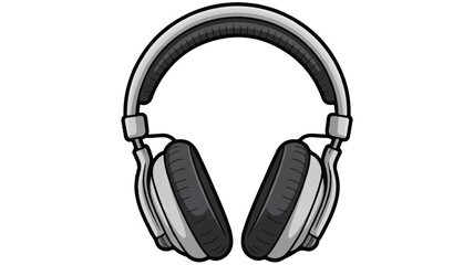 Fototapeta premium Gray and black headphones on transparent background for listening to music