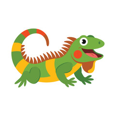 Fototapeta premium Friendly green iguana mascot crawling x