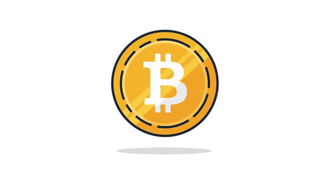 Minimalist digital coin artwork showcasing a single Bitcoin with a glowing golden hue and subtle drop shadow, perfect for cryptocurrency, finance, and investment themes, isolated on a white 