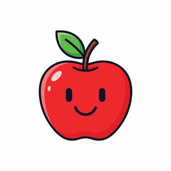 Fototapeta premium Smiling Red Apple Cartoon Character Face.