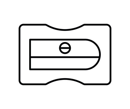 Pencil Sharpener in Black Line Icon for School Stationery Vector Illustration