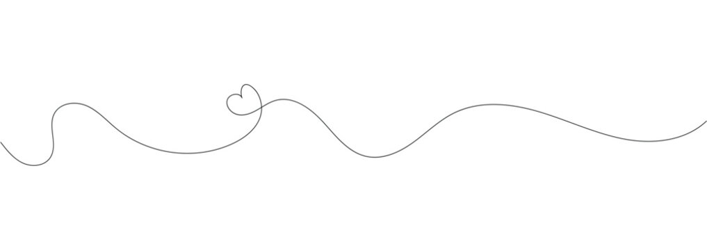 Hand drawn linear heart design. Abstract swirl and curve line. One continuous squiggle line.One continuous squiggle line. Curved single line.